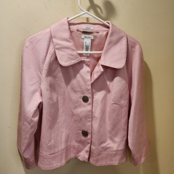 LIZ & CO. pink Short Vintage Vibes Blazer size L - Picture 2 of 11